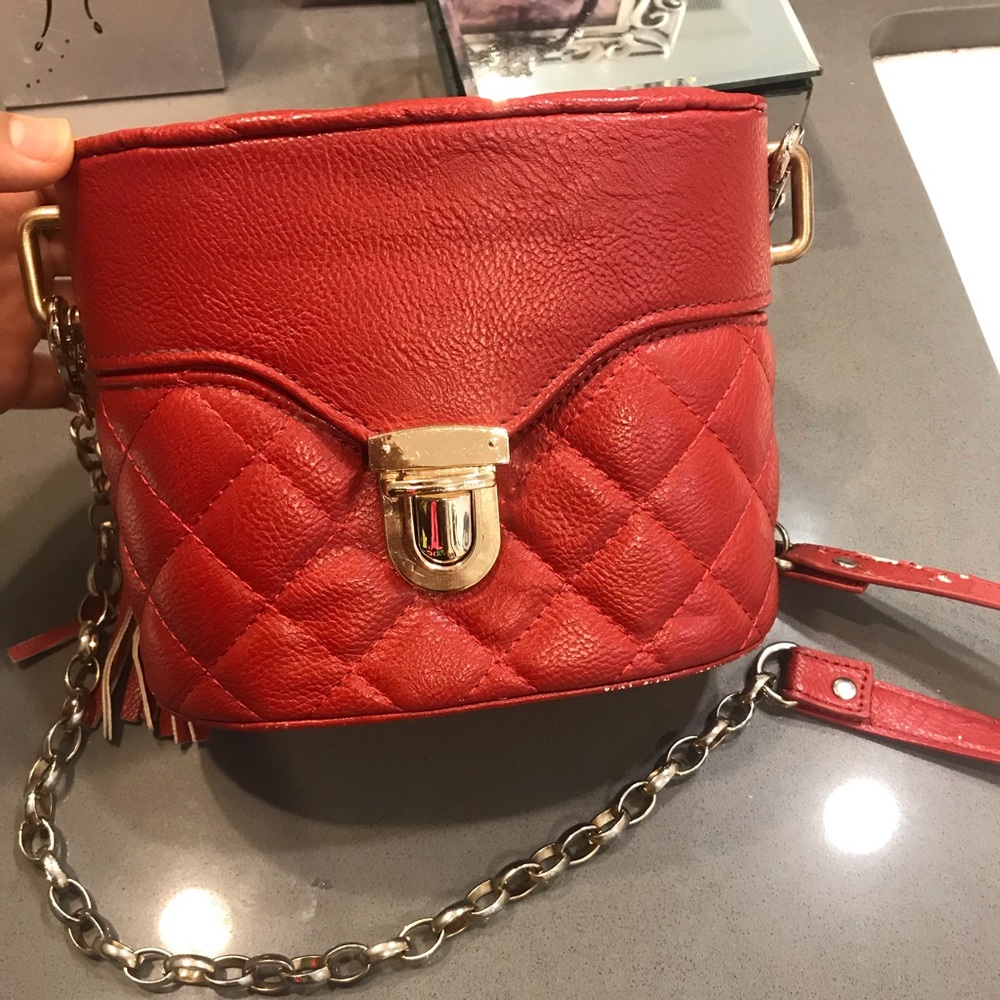 Red & Gold LF Bag with Chain Strap